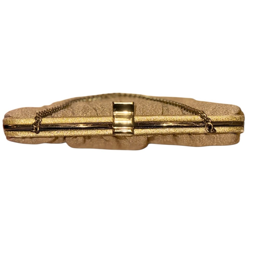 Vintage Andé Gold Lamé Evening Clutch Purse 1950s Kiss Lock Chain Bag - Picture 3 of 8